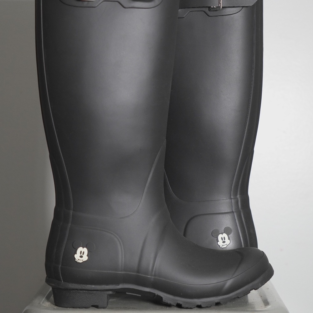 Hunter x Disney Mickey Mouse Tall Women's Rain Boots Size 7 - Black - Rare